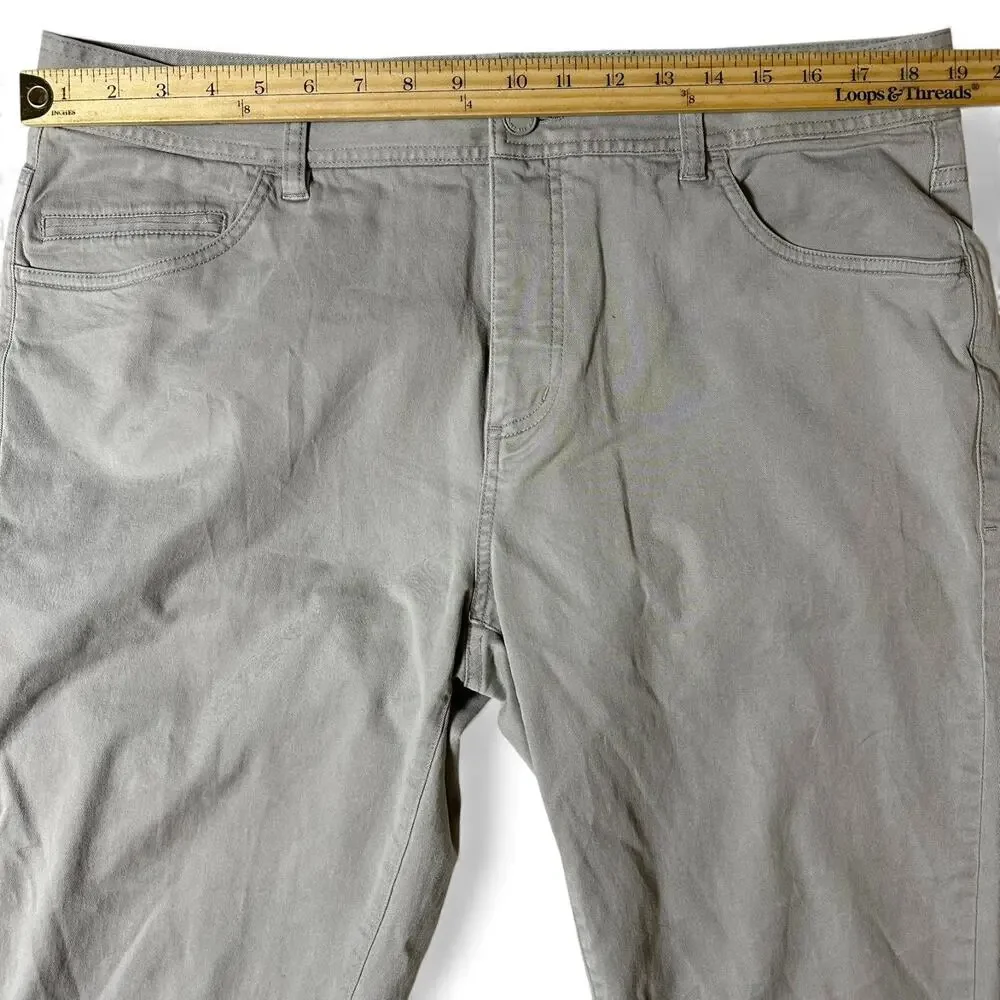 Rhone Everyday Twill 5-Pocket Pants Mens Actual Size 37x28 Gray Chino Slim Fit